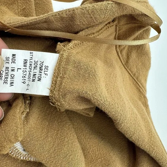 12th Tribe Little Secrets Mocha Linen Trousers Size Large - Picture 13 of 15